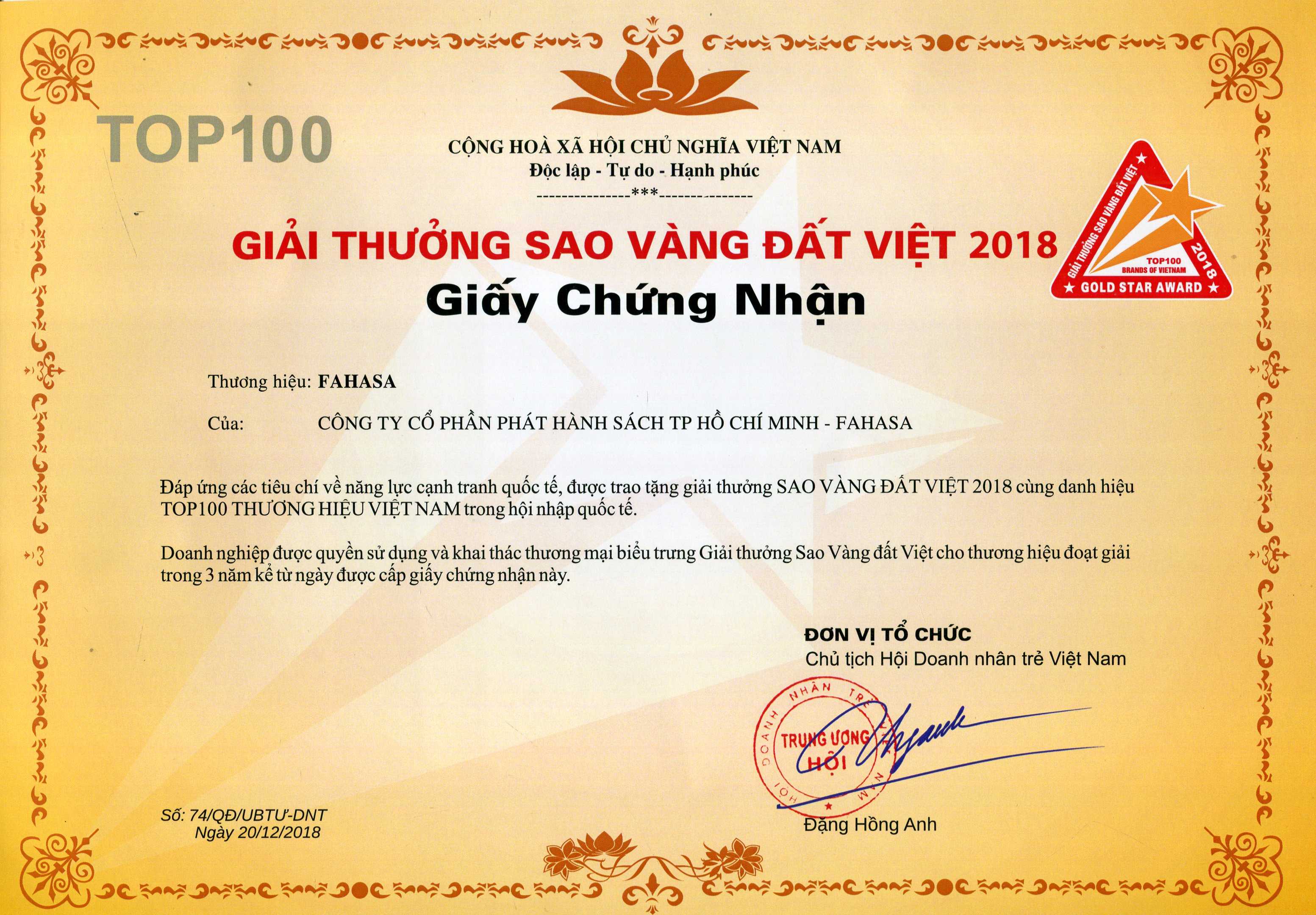 SAO VÀNG ĐẤT VIỆT 2018